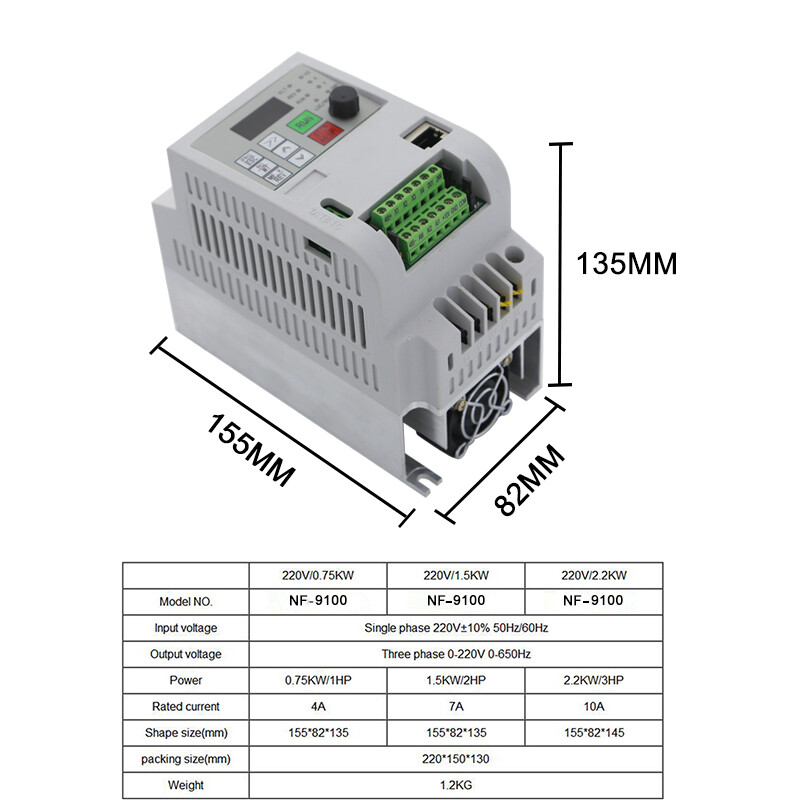 Adjustable Speed Drive - 220V Single Phase Input to 3 Phase Output Frequency Converter, VFD for Precise Motor Control and Enhanced Efficiency in Various Applications