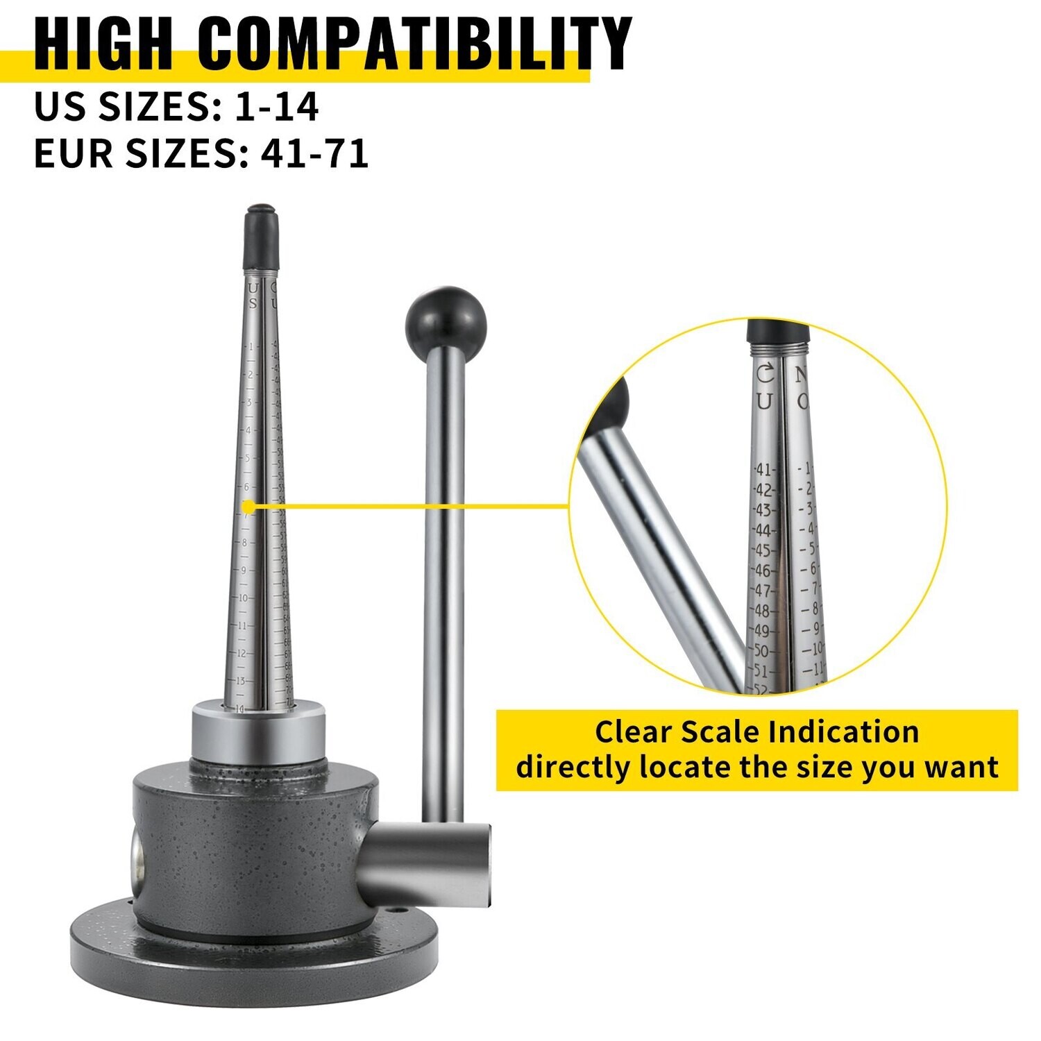 Coin, Iron &amp; Ring Nodular Stretcher, U.S. Sizes 1-14, Ring Stretcher Tool for Jewelry Repair and Store Use