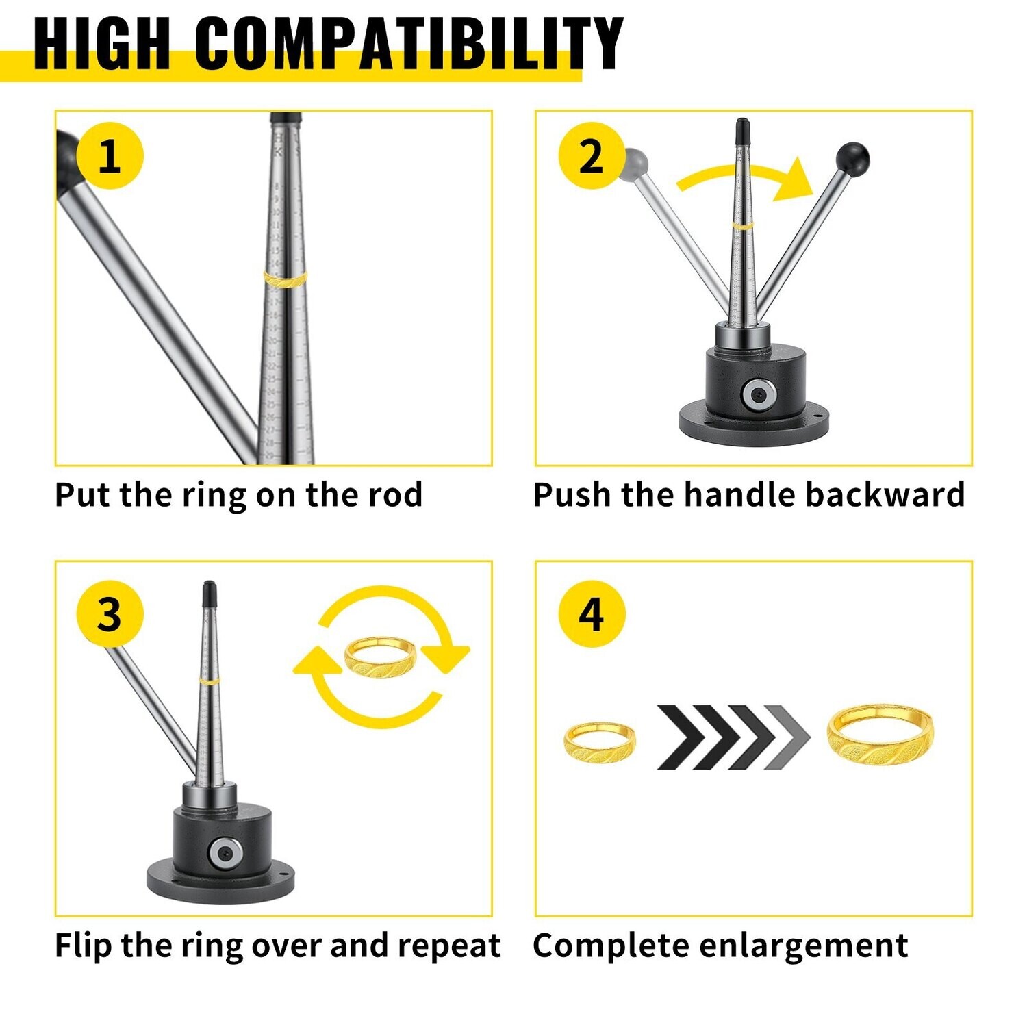 Coin, Iron &amp; Ring Nodular Stretcher, U.S. Sizes 1-14, Ring Stretcher Tool for Jewelry Repair and Store Use