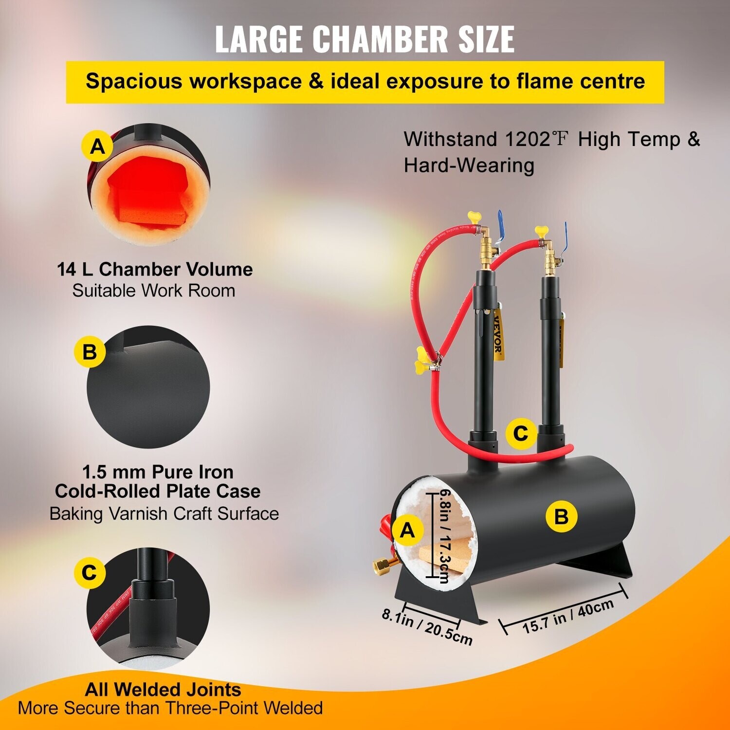 Portable Dual Gas Propane Forge Furnace Burners Metal Tool Making [ROUND]
