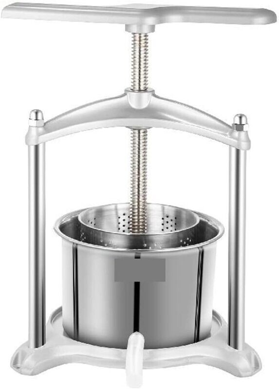 Dual Stainless Steel Barrels Manual Press Machine – Triangular Structure with T-Handle for Cider, Tincture, Cheese, Herbs, and Vegetables