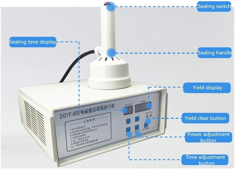 Machine for 500A Manual Induction Sealing 20-100 mm Machine for Sealing 5-20 Pieces Per Minute