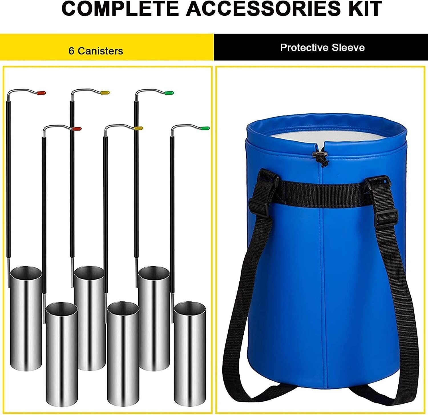 3L Liquid Nitrogen Container - Cryogenic Tank with 6 Canisters for LN2 Storage - Durable Dewar with Straps for Laboratory Use and Cryogenic Applications