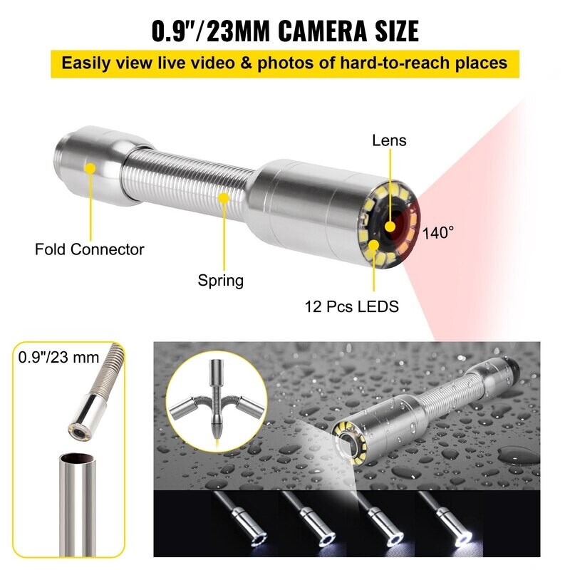 Pipeline Drain Inspection System Video Camera Inspection Kit + 8G SD Card