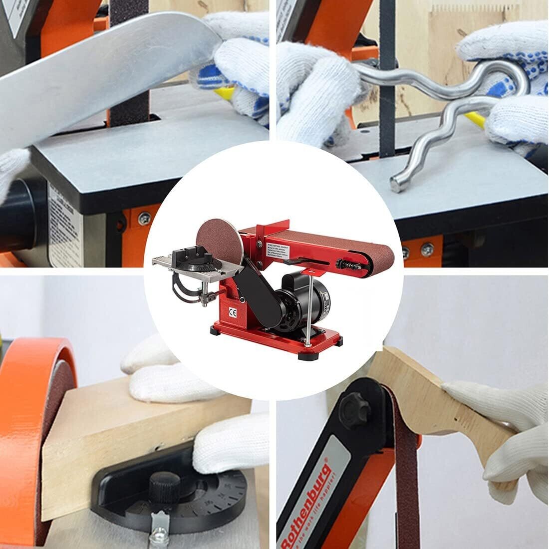 1420 r/min Adjustable Electric Bench Belt Sander – 4&quot; x 36&quot; with 6&quot; Disc, Includes 4 Rubber Foot Pads &amp; Combo
