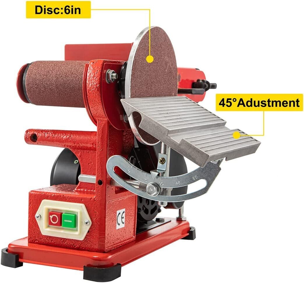 1420 r/min Adjustable Electric Bench Belt Sander – 4&quot; x 36&quot; with 6&quot; Disc, Includes 4 Rubber Foot Pads &amp; Combo
