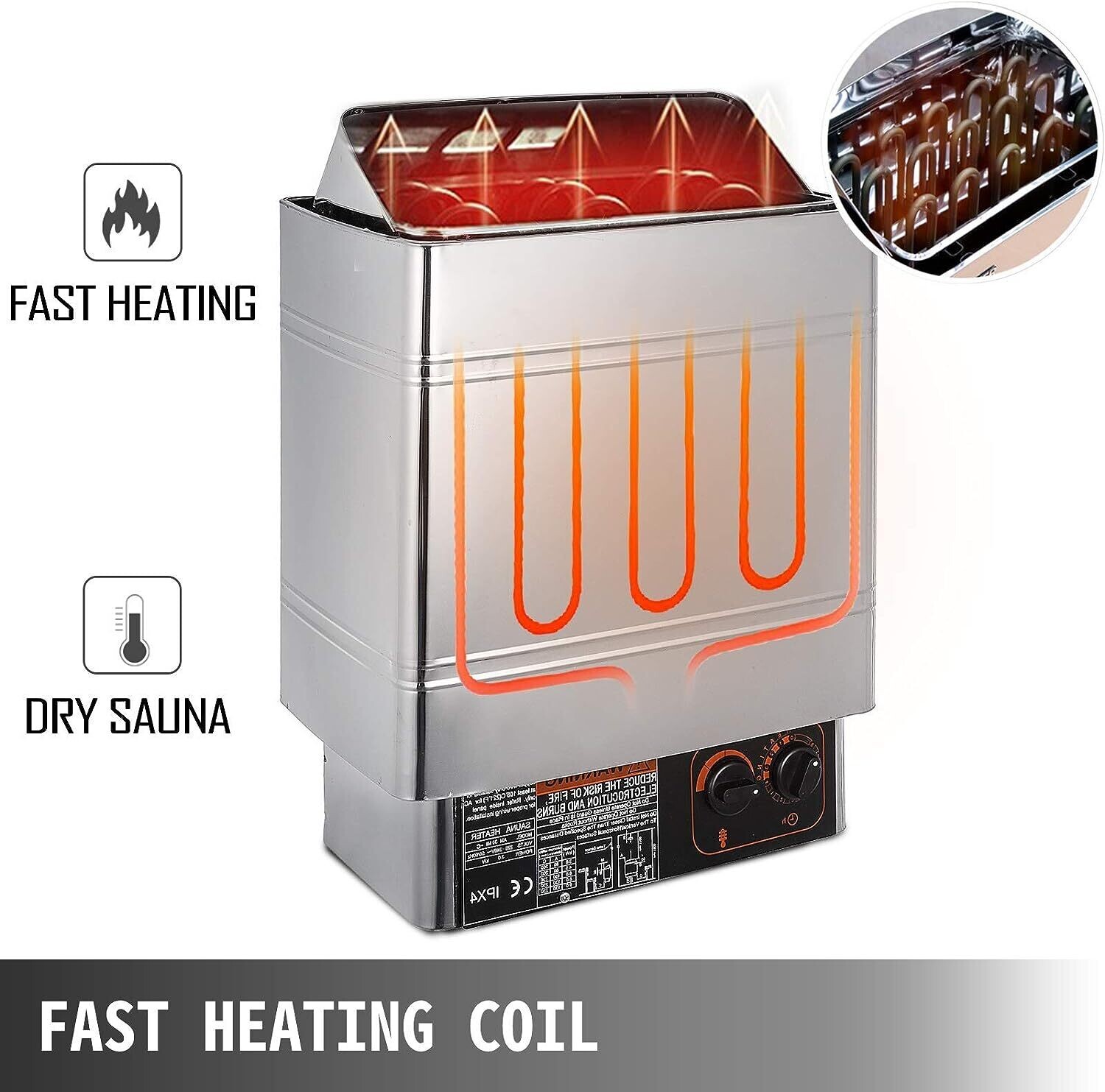 Adjustable 8kW Wet &amp; Dry Heater Stove - Durable Temperature Control with Internal System for Efficient Heating and Versatile Use
