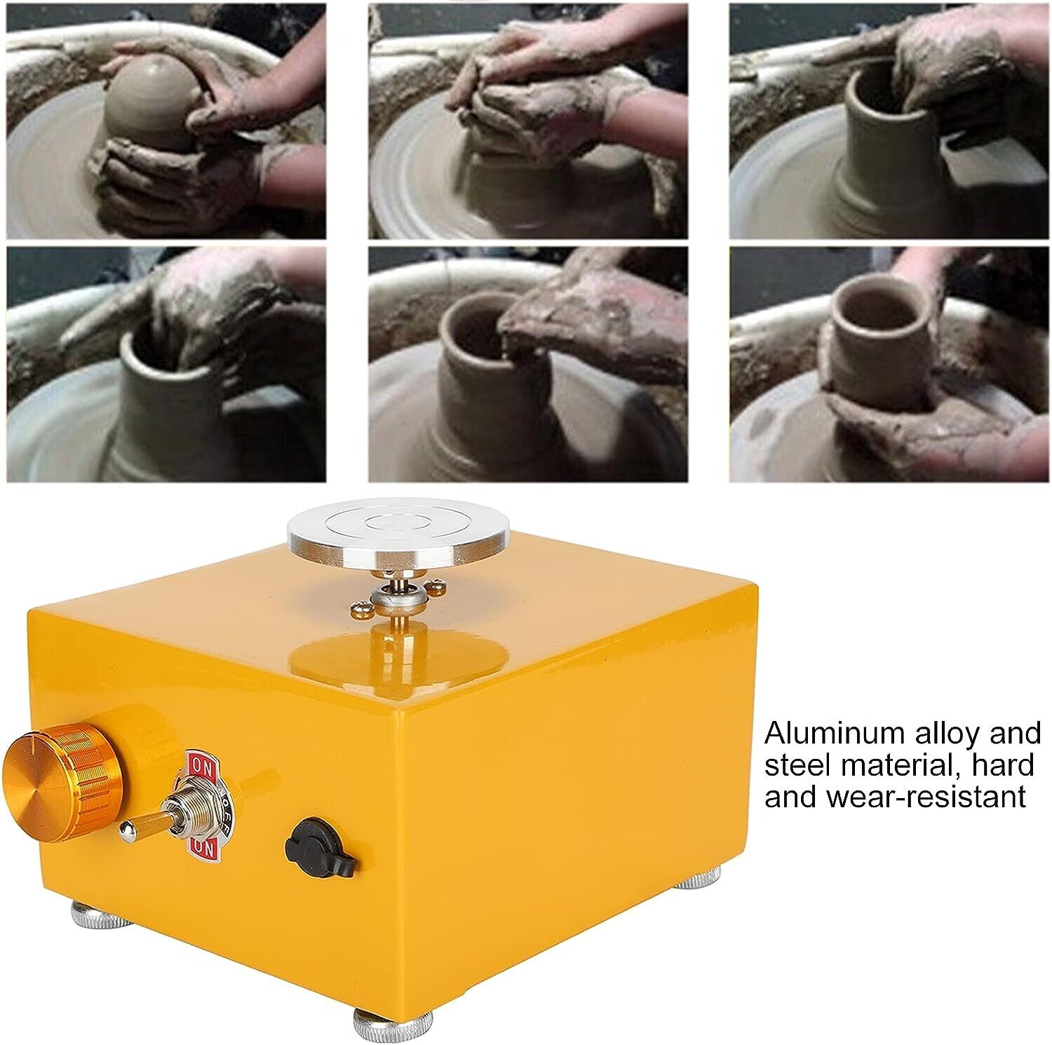 Manual Ceramic Clay Machine 30w Mini Pottery Wheel Machine 2000rpm Yellow