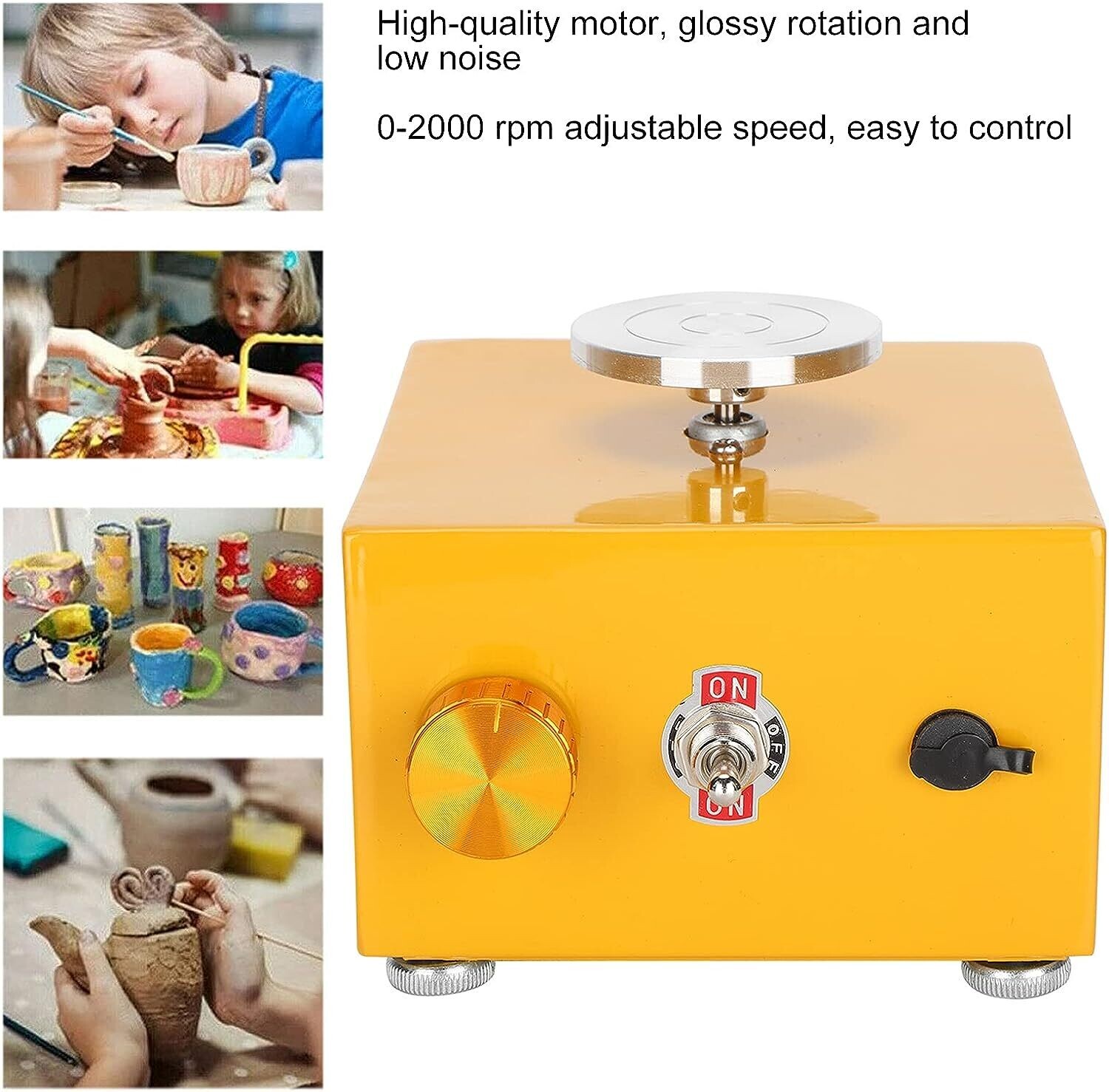Manual Ceramic Clay Machine 30w Mini Pottery Wheel Machine 2000rpm Yellow
