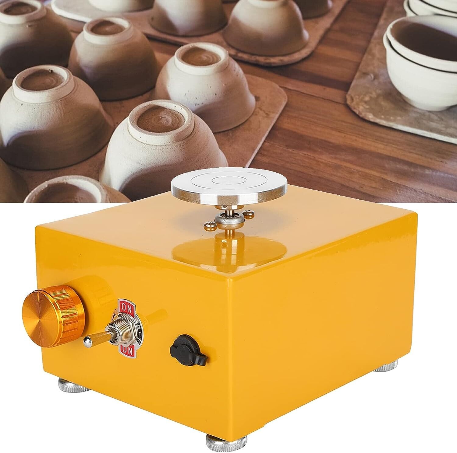 Manual Ceramic Clay Machine 30w Mini Pottery Wheel Machine 2000rpm Yellow