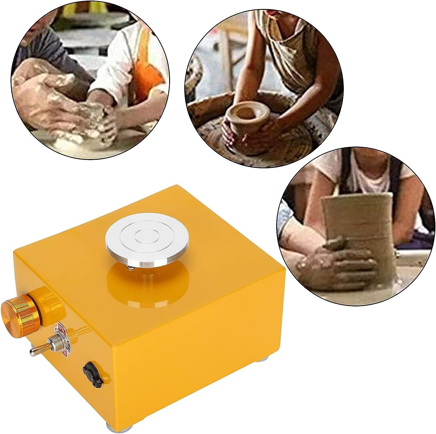 Manual Ceramic Clay Machine 30w Mini Pottery Wheel Machine 2000rpm Yellow