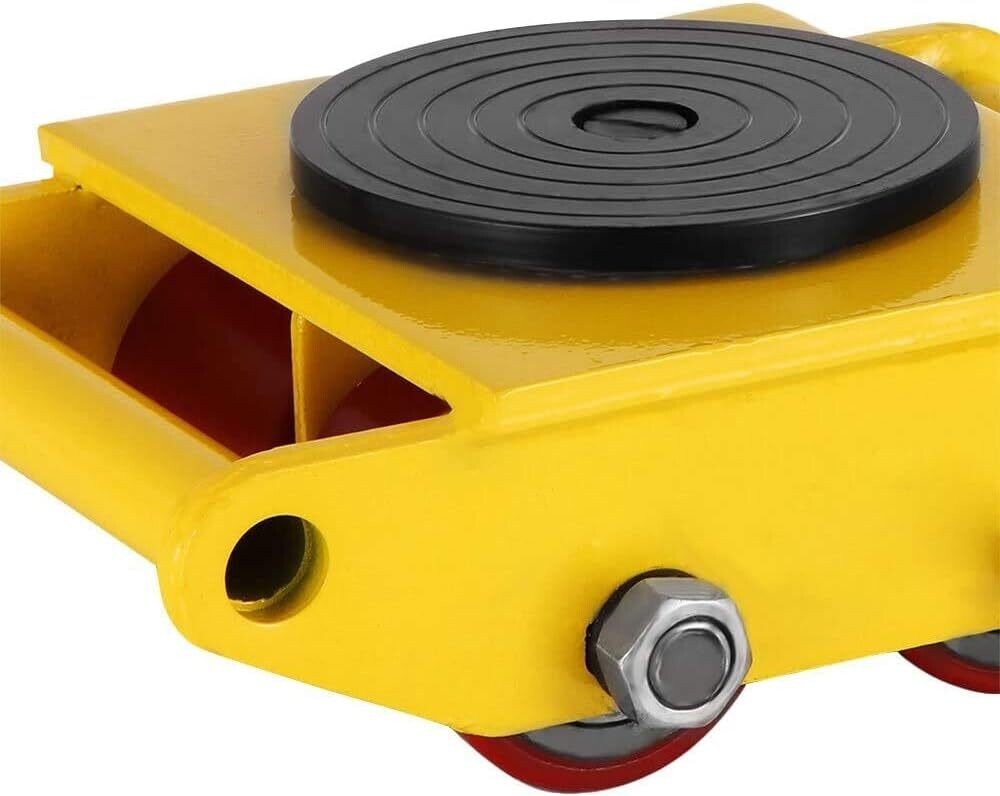 6t Yellow Dolly Skate Industrial Machinery Mover with 360° Rotation - Heavy-Duty Capacity of 13,200 lbs for Easy Equipment Transport