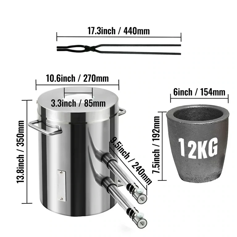 Melting Furnace Kit with Double Burners for 12KG of Propane