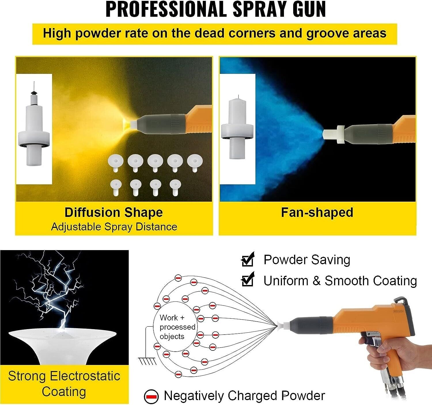 50L Electrostatic Spray Powder Coating Machine 40W Electrostatic Powder Coating System Spray Gun Painting System Powder Coating Equipment WX-101