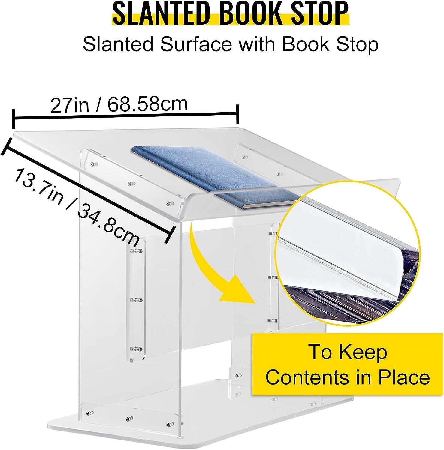 Surface Acrylic 19.5&quot; tall plexiglass podium Podium Acrylic Table 27&quot;x13.7