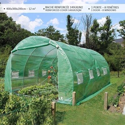 Polytunnel Greenhouse 4x3x2m 12m² Poly Tunnels Gardening Walk, Size + Colur:: 4x3x2m 12m² [Green]