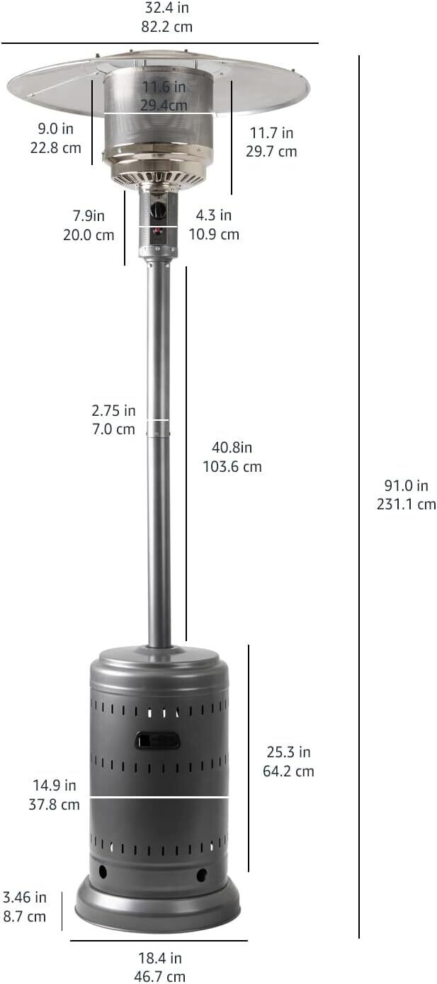 Commercial &amp; Residential 46,000 BTU Outdoor Mushroom Patio Heater with Wheels, Propane