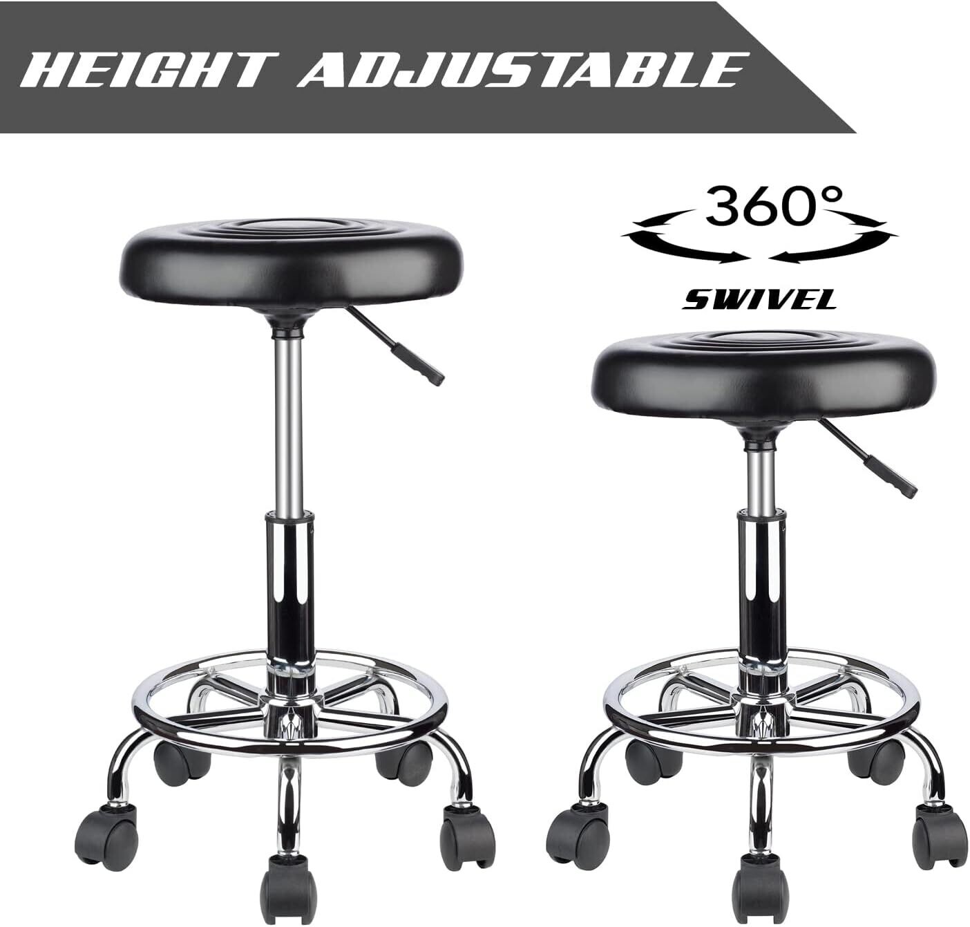 Ergonomic Rolling Work Stool – Swivel Bar Stool with Adjustable Height for Practice, Office, and Home Use