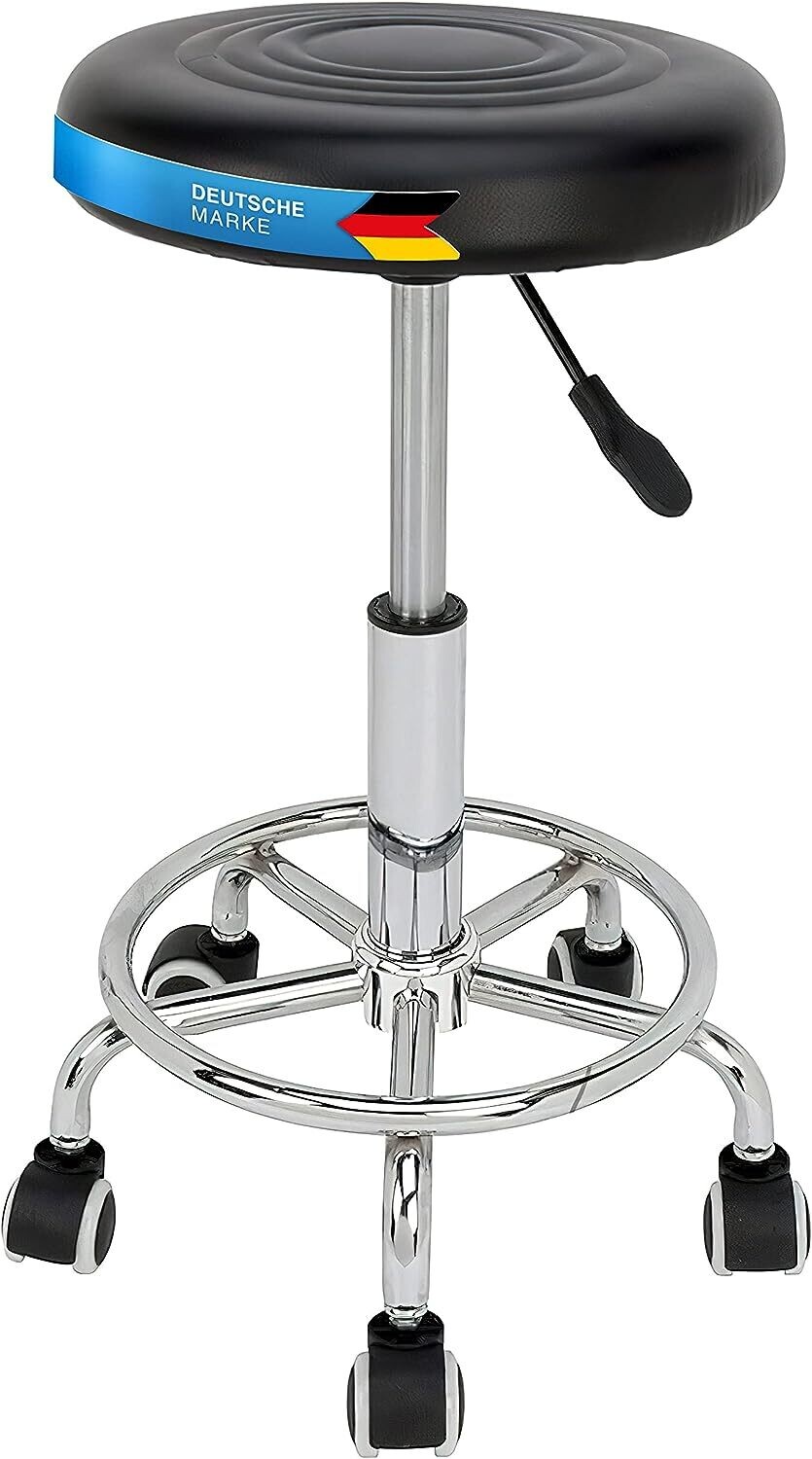 Ergonomic Rolling Work Stool – Swivel Bar Stool with Adjustable Height for Practice, Office, and Home Use