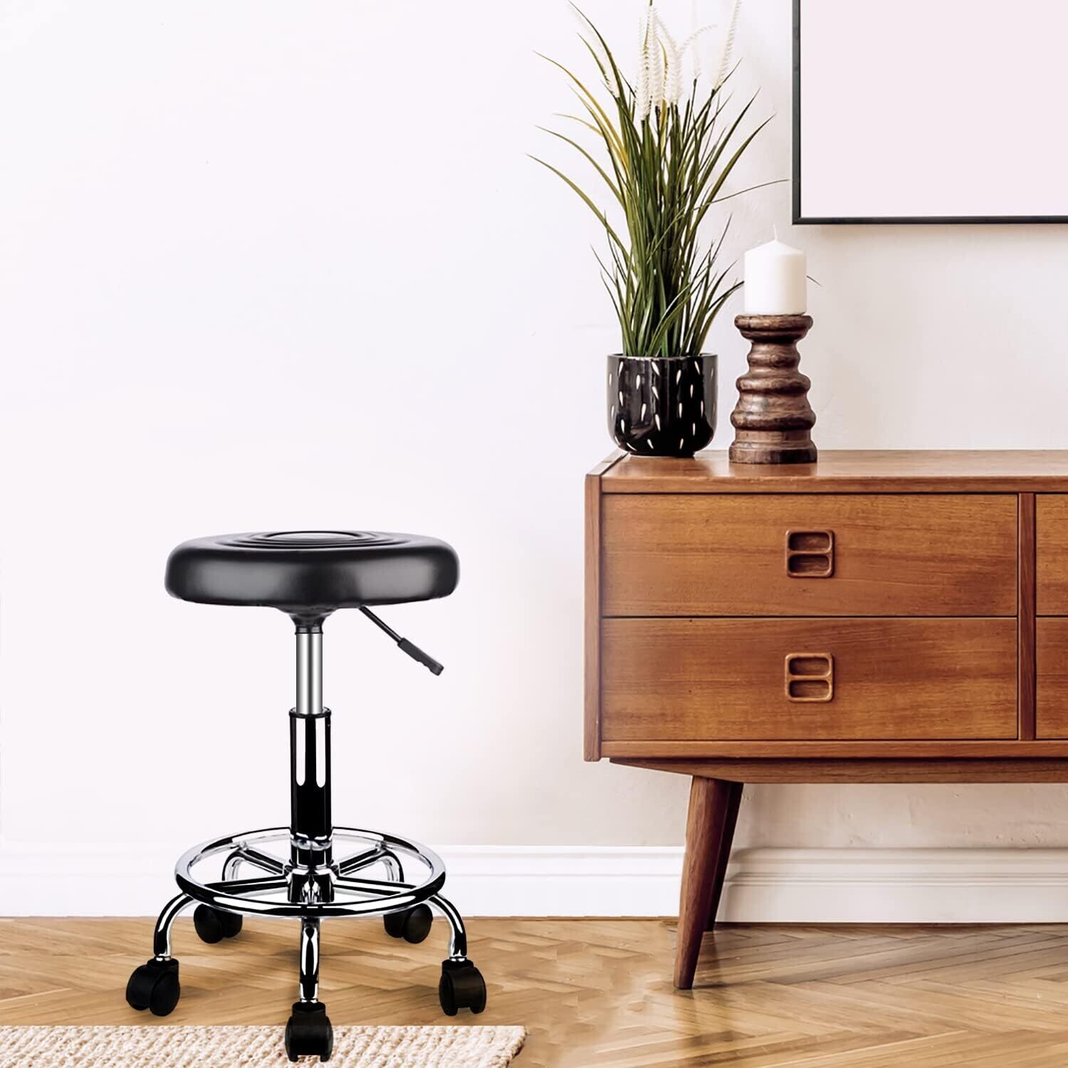 Ergonomic Rolling Work Stool – Swivel Bar Stool with Adjustable Height for Practice, Office, and Home Use