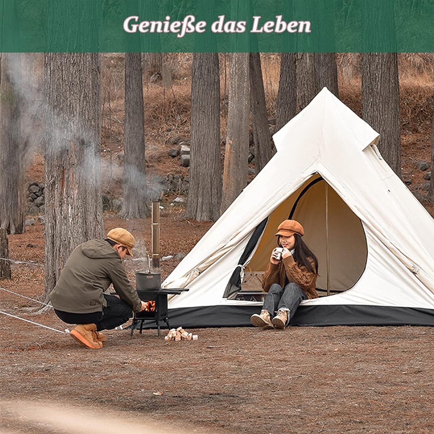 Cast Iron Portable Wood Stove – Outdoor Camping Stove with Hot Tent Compatibility for Camping