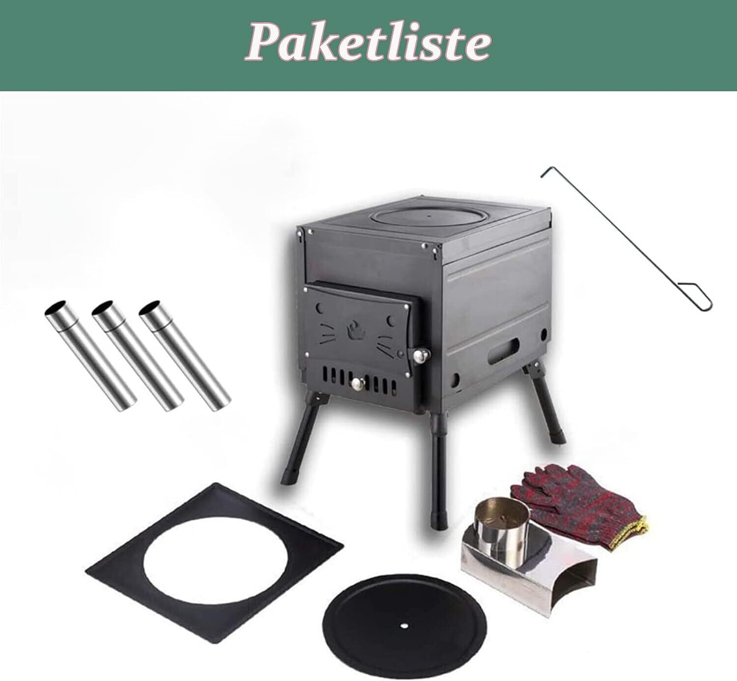 Cast Iron Portable Wood Stove – Outdoor Camping Stove with Hot Tent Compatibility for Camping