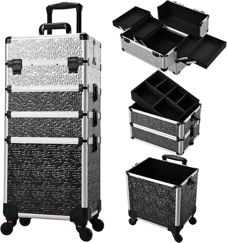 Aluminium Makeup Trolley/Cosmetic Case With Detachable Mini-cases