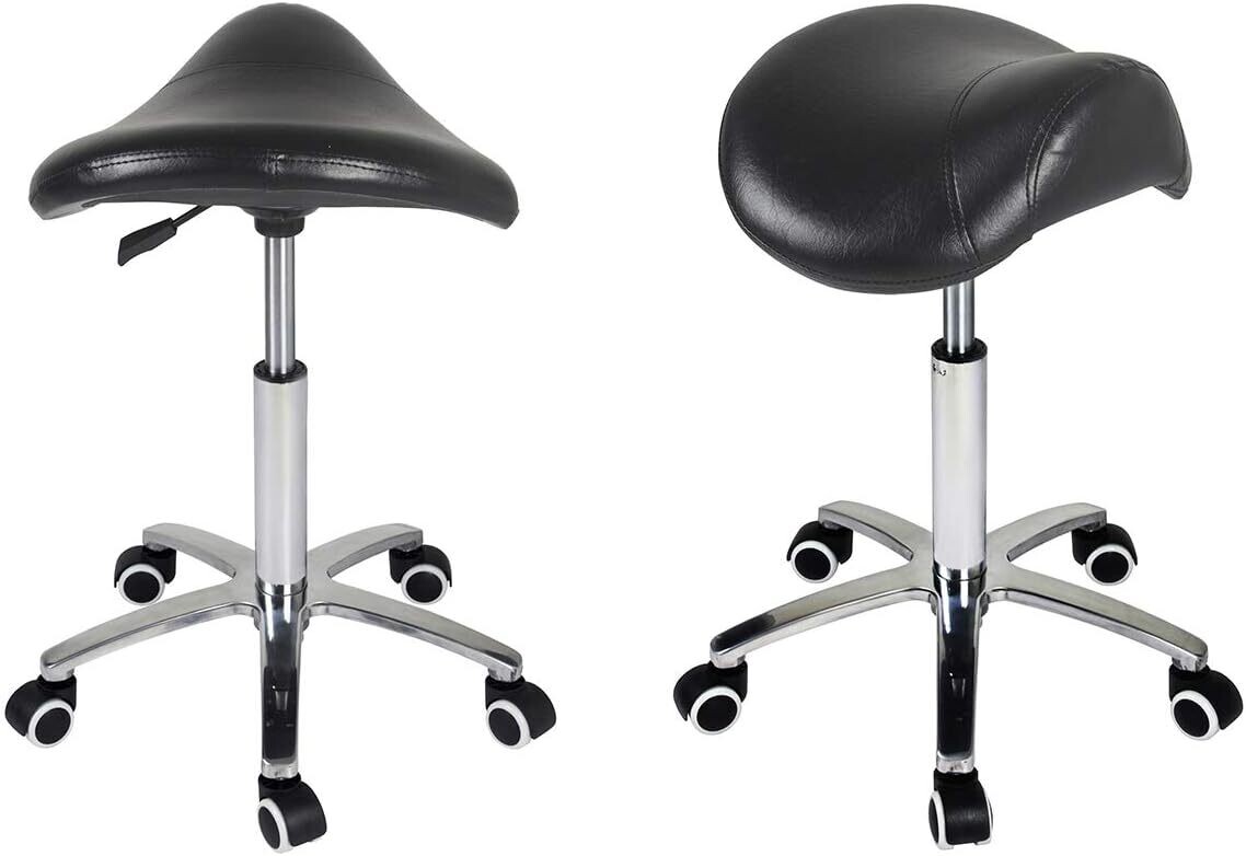 Adjustable Hydraulic Saddle Stool Massage Rolling Work Chair with Wheels For Beauty Salon Kitchen Spa,