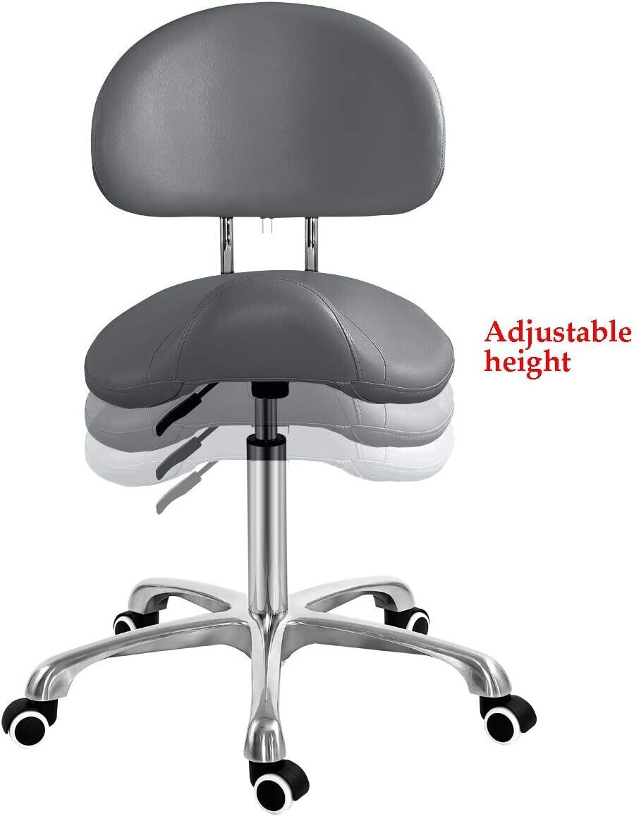 Adjustable Hydraulic Saddle Stool - Massage Rolling Work Chair with Wheels, Ideal for Beauty Salons, Kitchens, and Spas for Comfort and Mobility