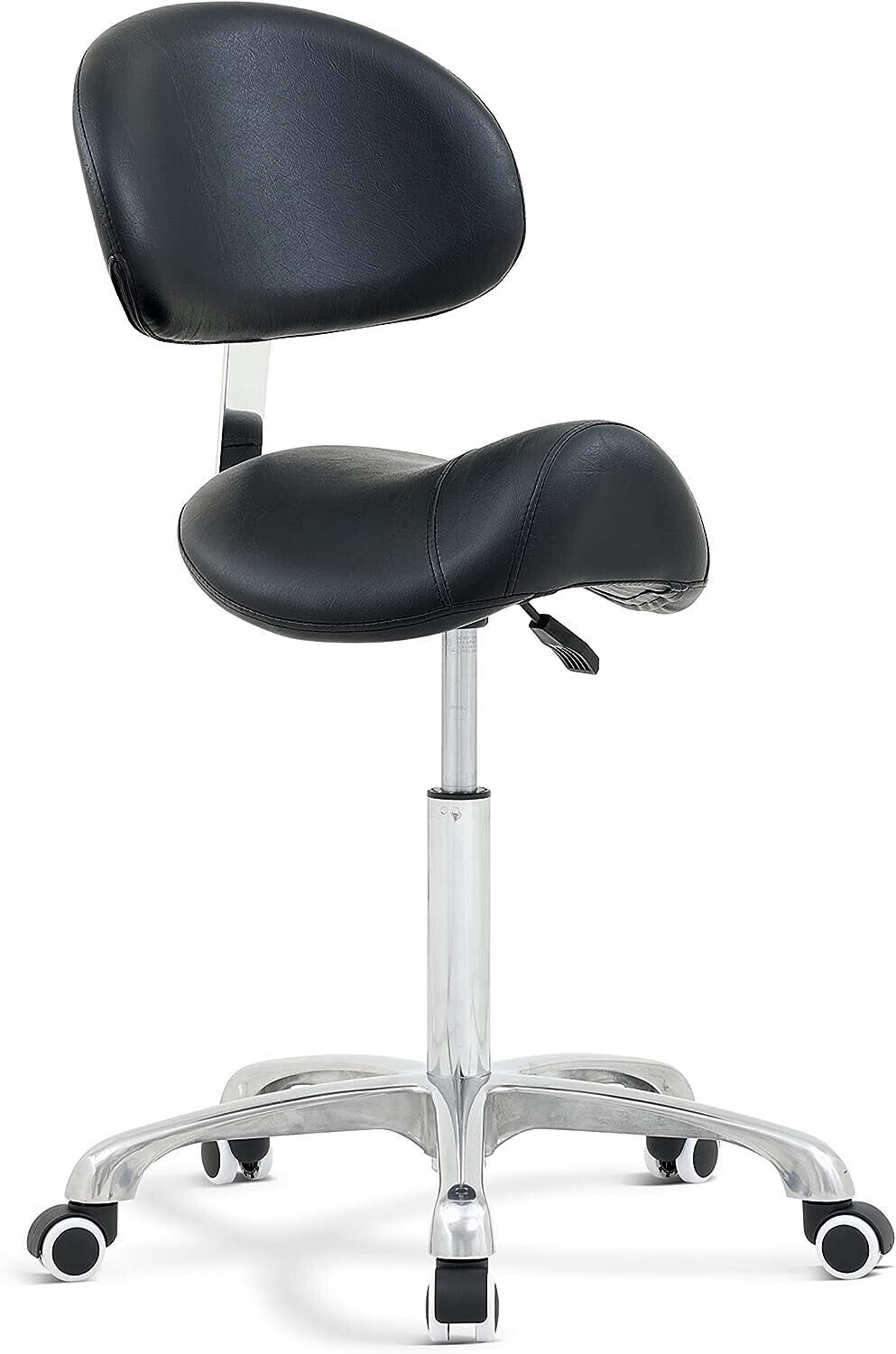 Adjustable Hydraulic Saddle Stool - Massage Rolling Work Chair with Wheels, Ideal for Beauty Salons, Kitchens, and Spas for Comfort and Mobility