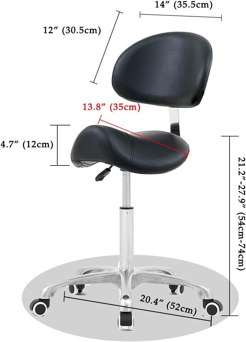 Adjustable Hydraulic Saddle Stool - Massage Rolling Work Chair with Wheels, Ideal for Beauty Salons, Kitchens, and Spas for Comfort and Mobility