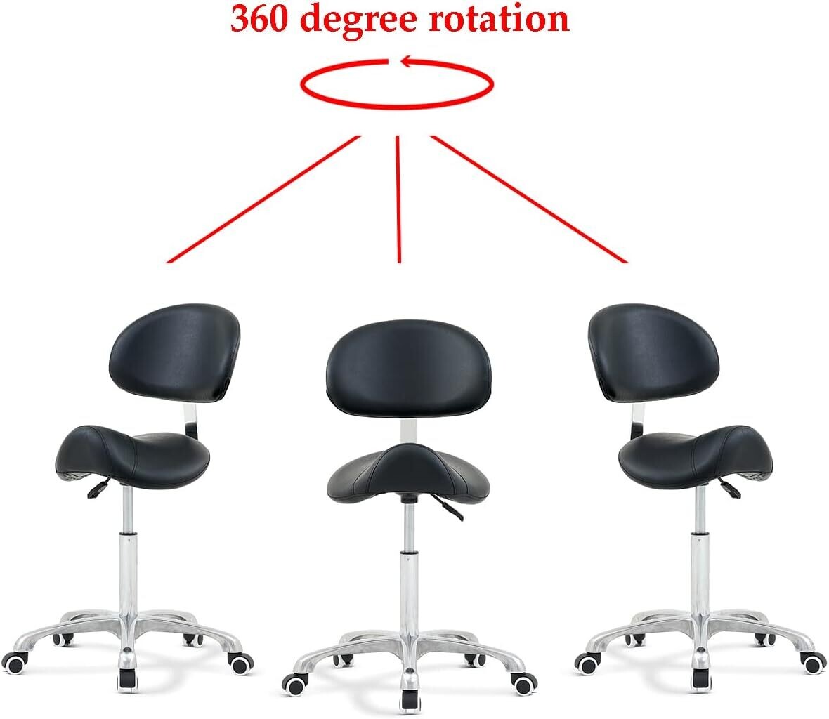 Adjustable Hydraulic Saddle Stool - Massage Rolling Work Chair with Wheels, Ideal for Beauty Salons, Kitchens, and Spas for Comfort and Mobility