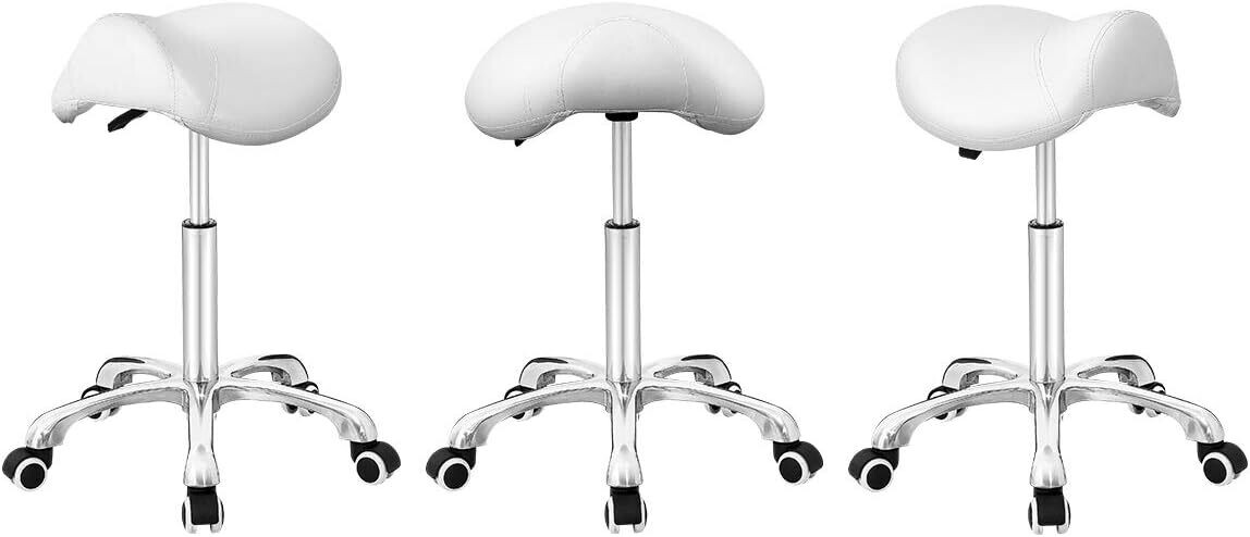 Adjustable Hydraulic Saddle Stool - Massage Rolling Work Chair with Wheels, Ideal for Beauty Salons, Kitchens, and Spas for Comfort and Mobility