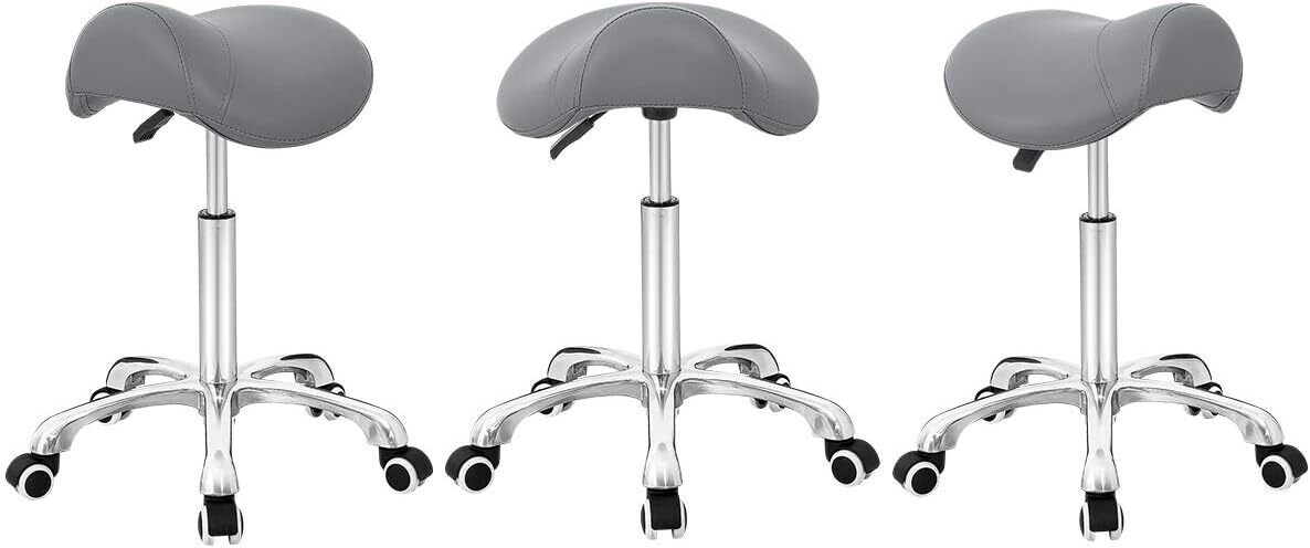 Adjustable Hydraulic Saddle Stool - Massage Rolling Work Chair with Wheels, Ideal for Beauty Salons, Kitchens, and Spas for Comfort and Mobility
