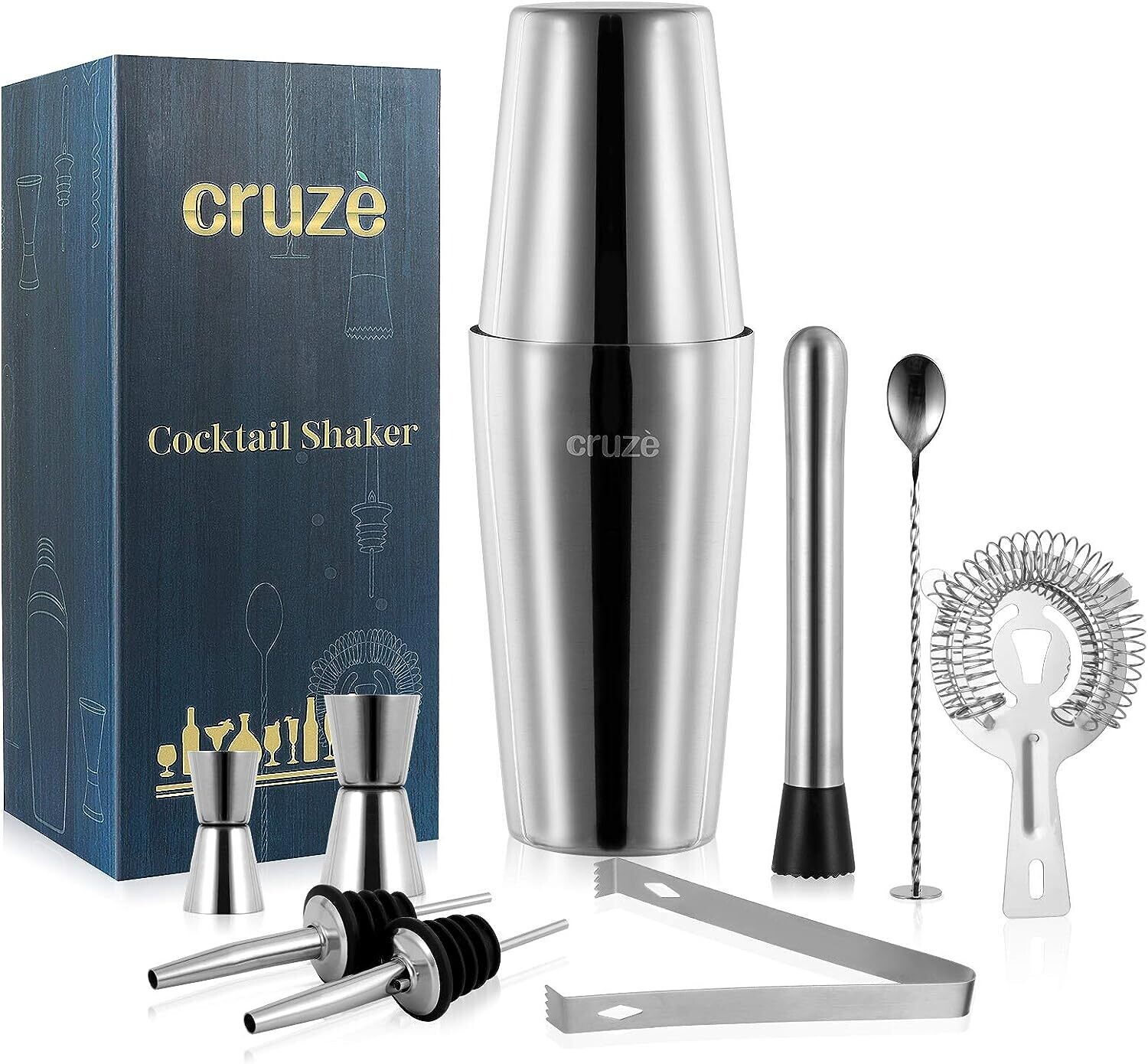 Cocktail Shaker Kit 12-Piece Set with Stand, Professional Bartender Tools for Home or Bar Use