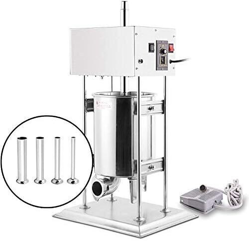 Commercial Electric Meat Maker Sausage Stuffer, Stainless Steel, Efficient Filling Machine for Butchers and Kitchens.