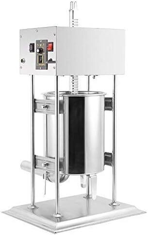 Commercial Electric Meat Maker Sausage Stuffer, Stainless Steel, Efficient Filling Machine for Butchers and Kitchens.