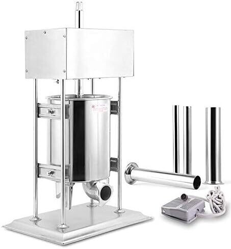 Commercial Electric Meat Maker Sausage Stuffer, Stainless Steel, Efficient Filling Machine for Butchers and Kitchens.