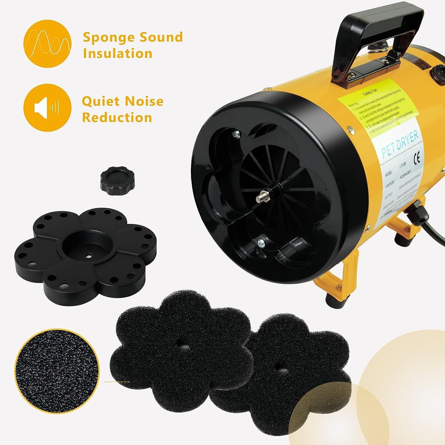 2800W High-Power Pet Grooming Hair Dryer Blaster - Fast Drying for Dogs and Cats with Adjustable Speed and Temperature, Quiet Operation, and Flexible Hose for Professional Grooming