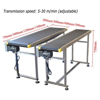 Commercial Steel Conveyor Belt Machine 200-500mm Width Adjustable Guardrail Automatic Electric