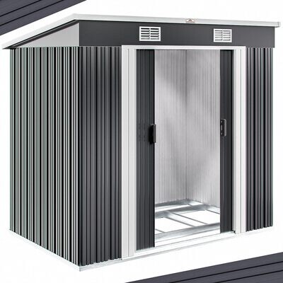 Galvanized Metal, Tool Shed, incl. sliding door and foundation, metal tool shed in a range of colors