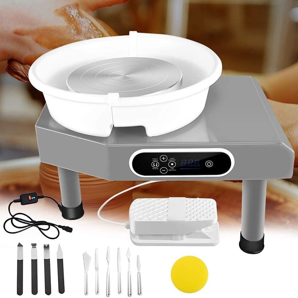 25cm Ceramic Pottery Wheel Forming Machine with Foot Pedal and Sculpting Tools