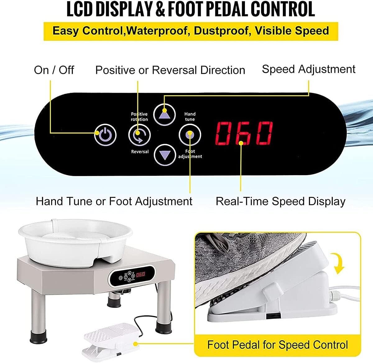 25cm Ceramic Pottery Wheel Forming Machine with Foot Pedal - Complete Sculpting Tools Set for Pottery Making and Art Projects