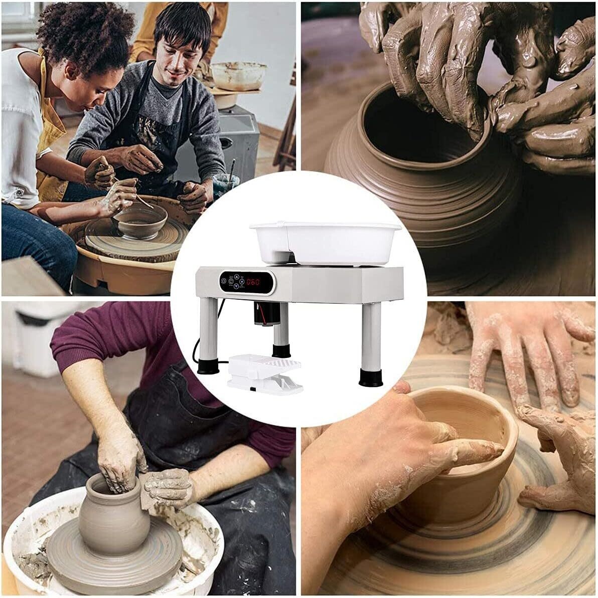 25cm Ceramic Pottery Wheel Forming Machine with Foot Pedal - Complete Sculpting Tools Set for Pottery Making and Art Projects