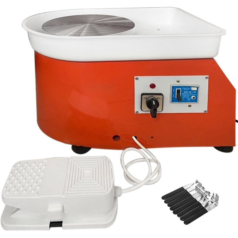 25cm Ceramic Pottery Wheel Forming Machine with Foot Pedal and Sculpting Tools