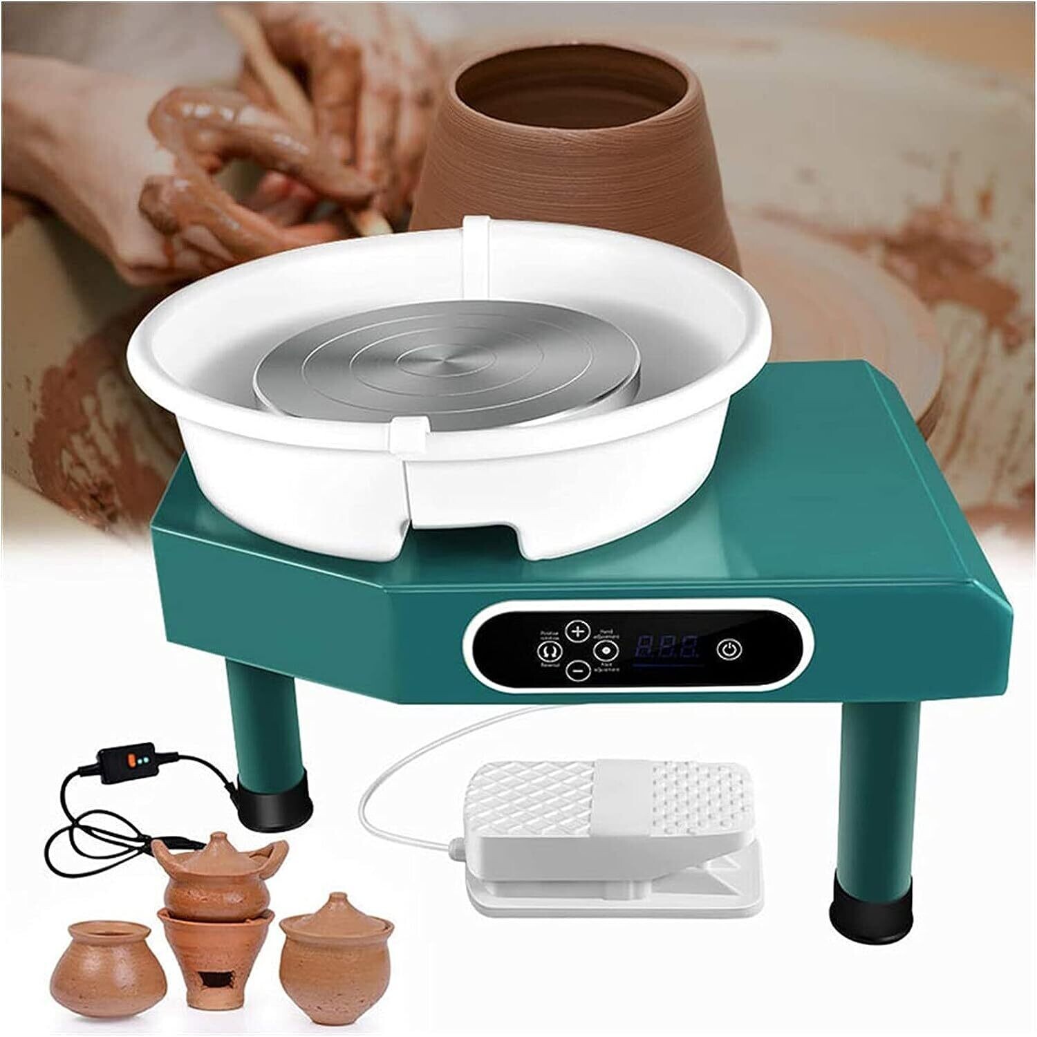 25cm Ceramic Pottery Wheel Forming Machine with Foot Pedal - Complete Sculpting Tools Set for Pottery Making and Art Projects