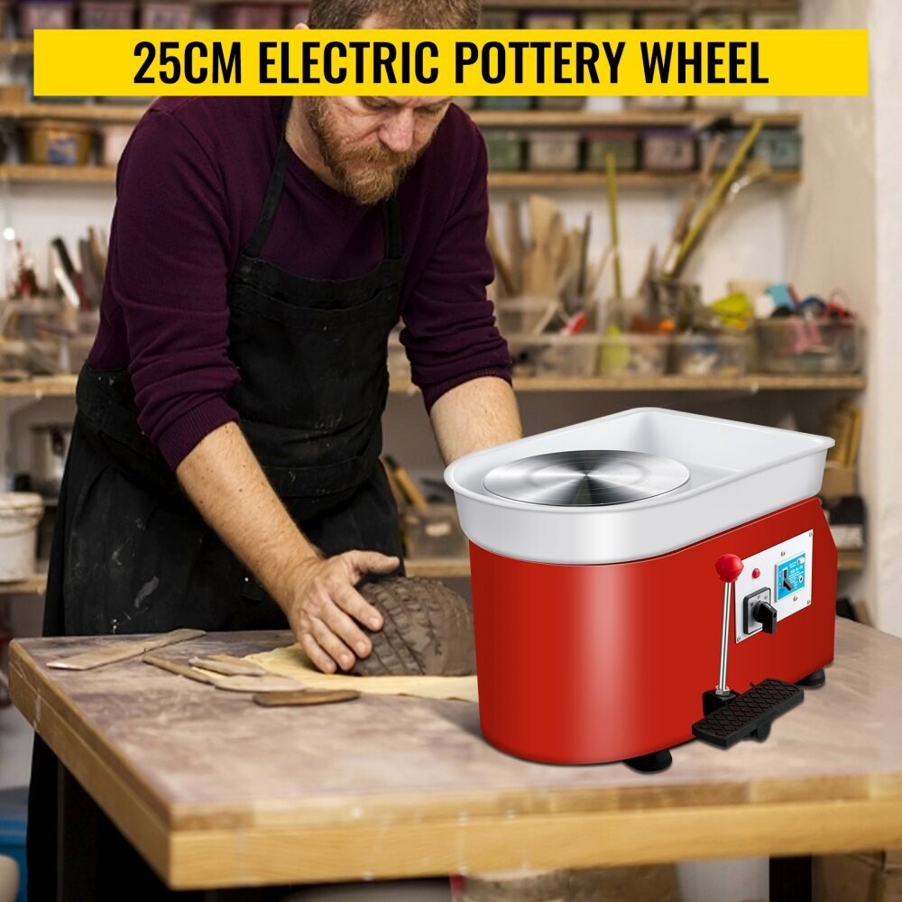 25cm Ceramic Pottery Wheel Forming Machine with Foot Pedal - Complete Sculpting Tools Set for Pottery Making and Art Projects