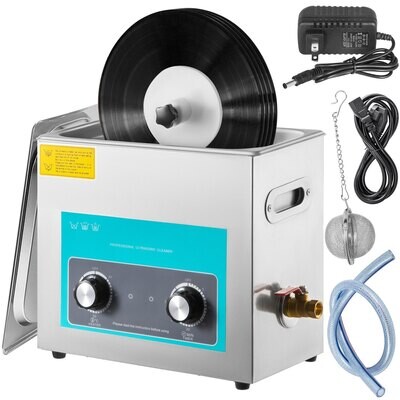 6L 40kHz Vinyl Record Ultrasonic Cleaning Machine Stainless Steel Tank with Mechanical Heater & Timer