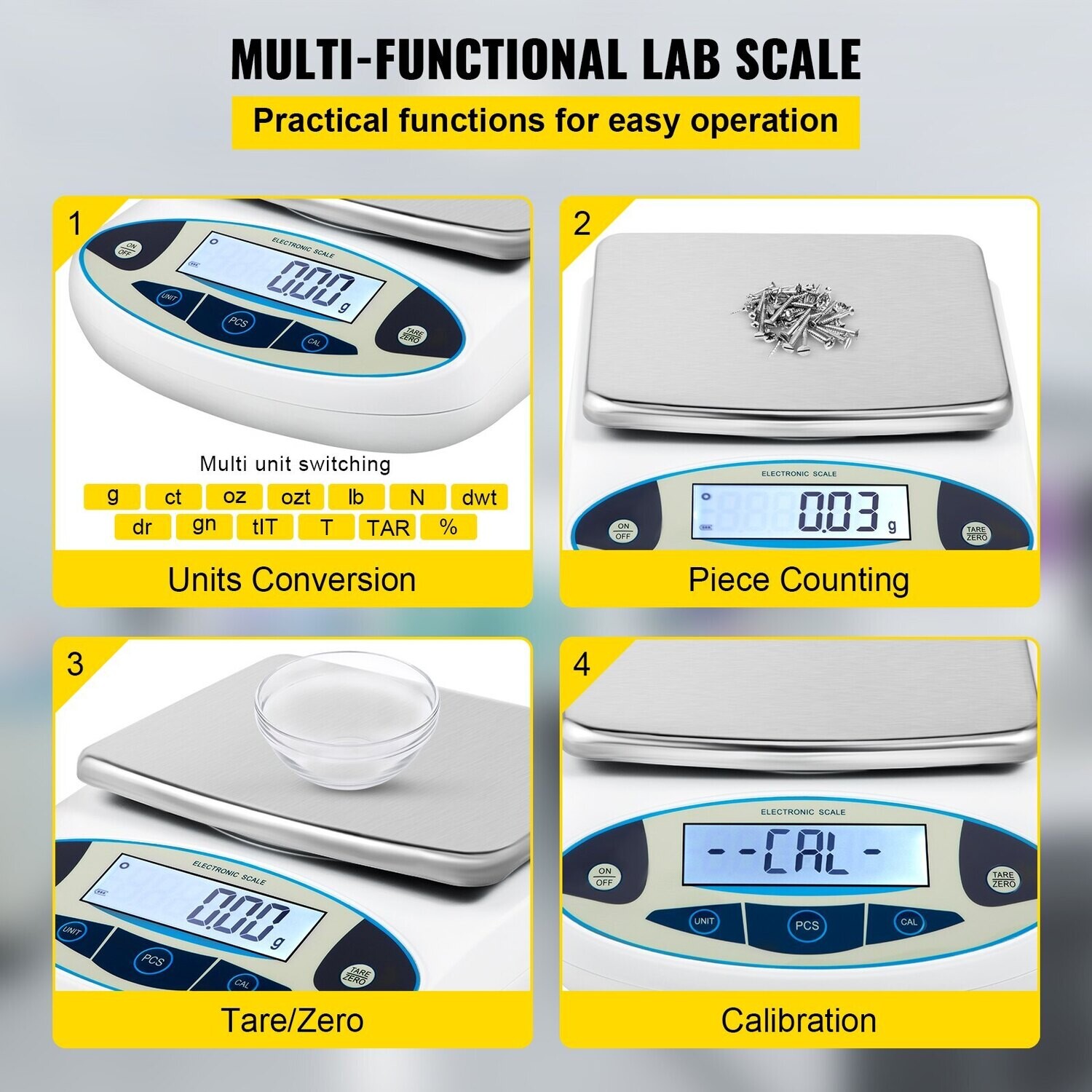High Precision Electronic LCD Display Analytical Balance, 13 Units Conversion, Counting Function for Lab and University Use (5000g, 0.01g Accuracy)