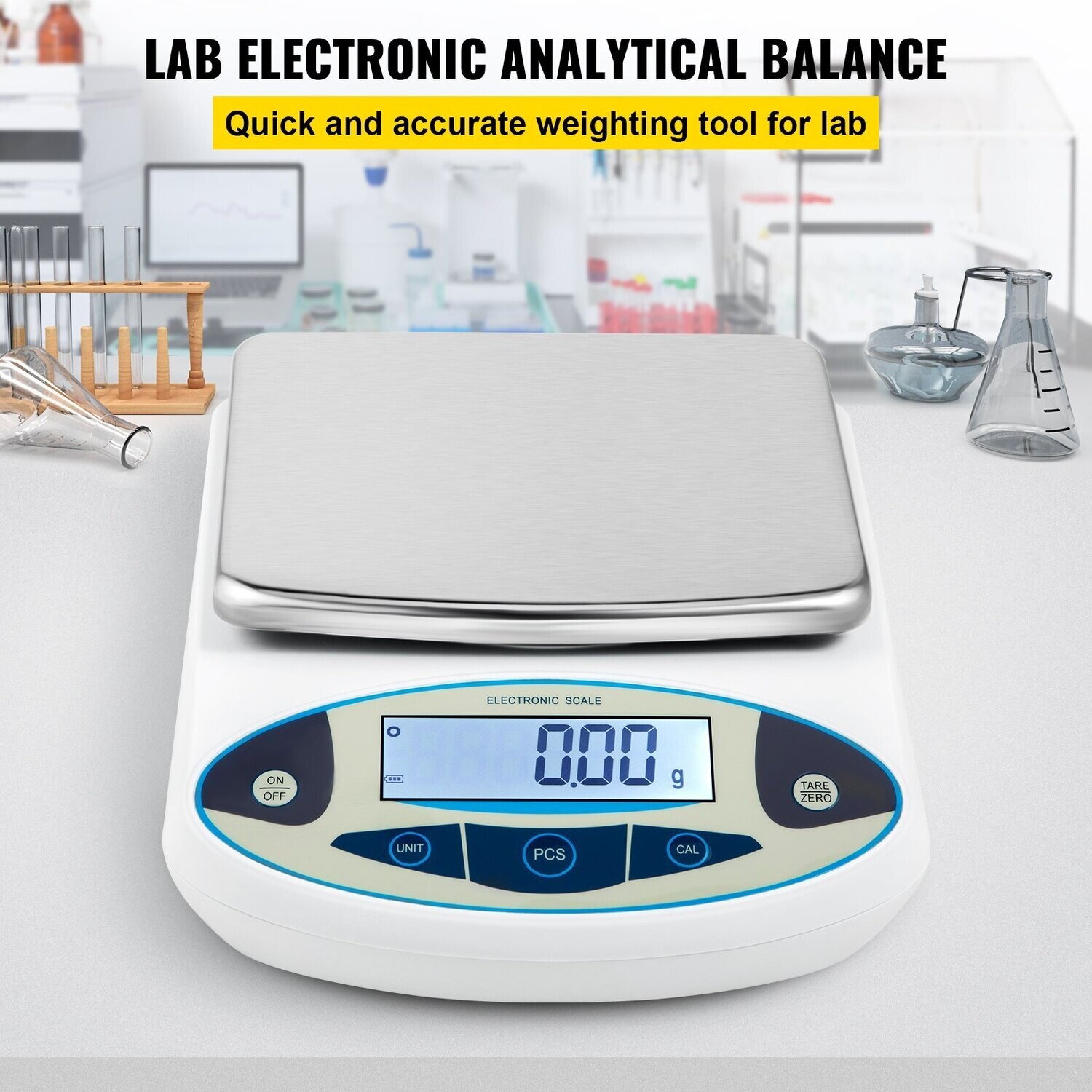 High Precision Electronic LCD Display Analytical Balance, 13 Units Conversion, Counting Function for Lab and University Use (5000g, 0.01g Accuracy)